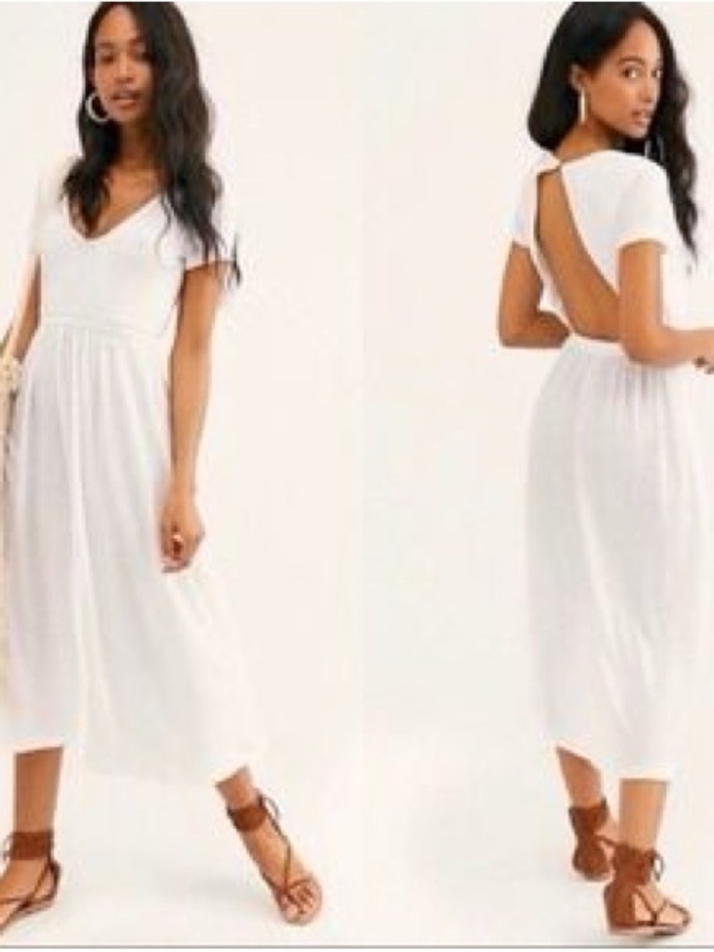 Beach Break White Dress XL Open Cutout Back Casual Beach Midi Coastal Cottage